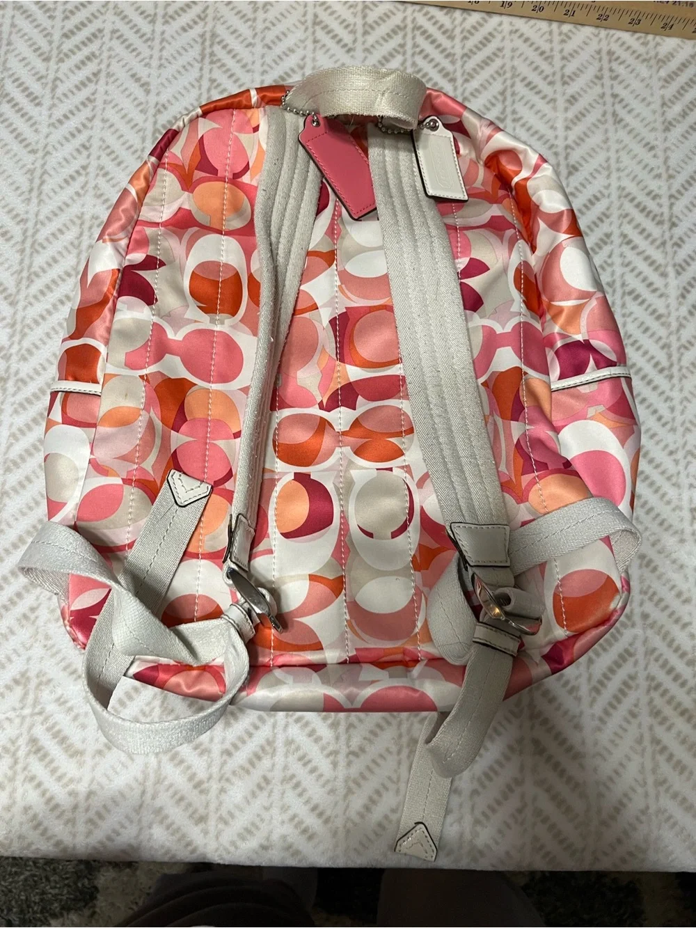 Coach Pink Multi Signature Circle Print Backpack